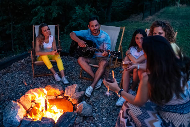 istock Group of friends having a good time around the campfire. 1008231638