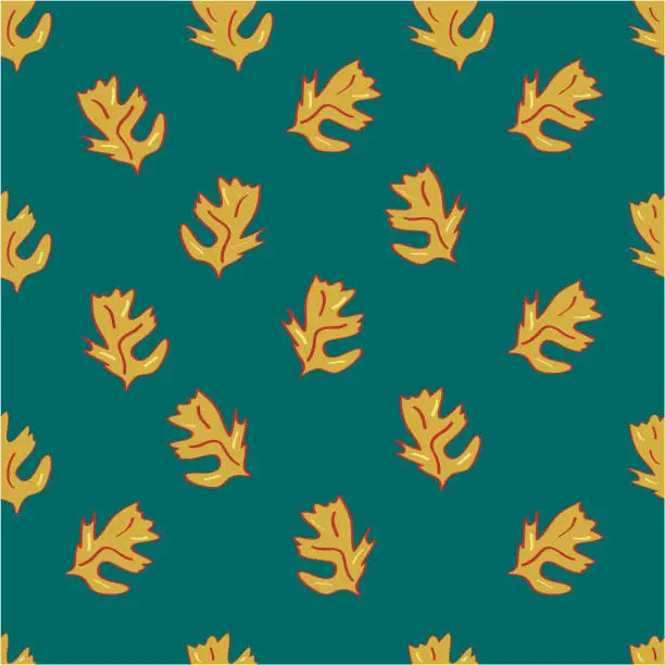 Vector illustration of Seamless leaf pattern in pantone trend colors 2018, Quetzal Green and Ceylon Yellow.