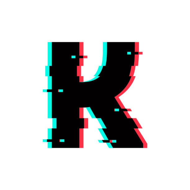 ベクトルのロゴ文字 k グリッチ歪み - letter k audio点のイラスト素材／クリップアート素材／マンガ素材／アイコン素材