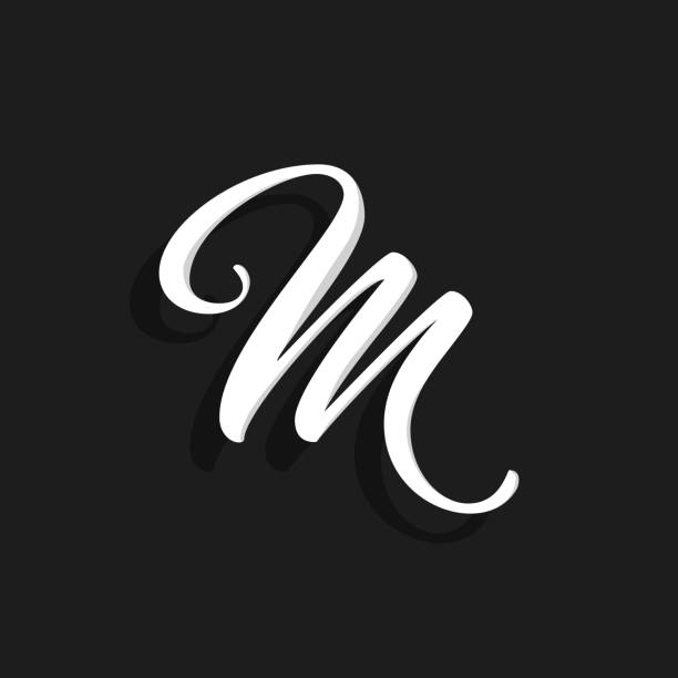 stockillustraties, clipart, cartoons en iconen met vector logo handgeschreven letter m - letter m
