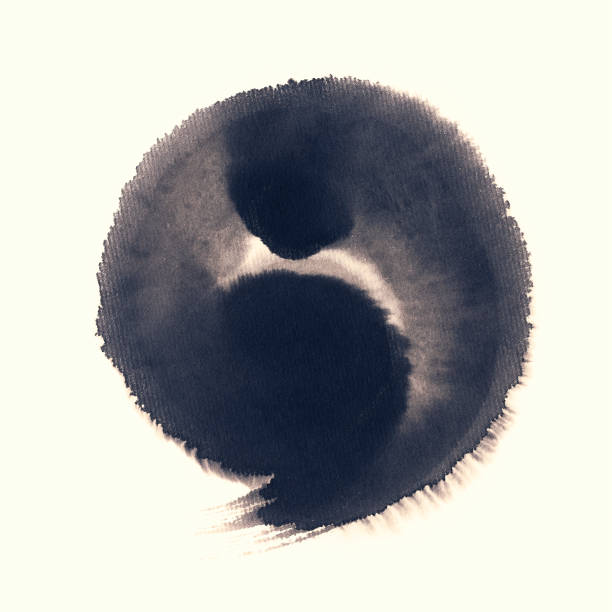 Handmade  circle drawing ink black brush sketch on isolated white