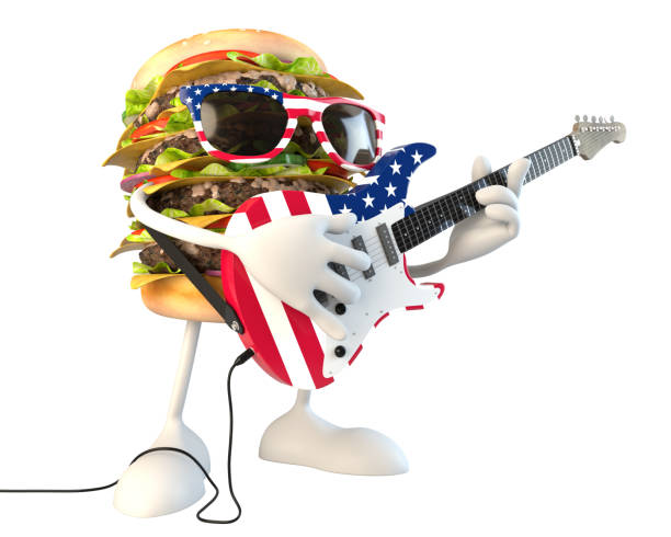 istock Rock n roll american hamburger character 1008265860