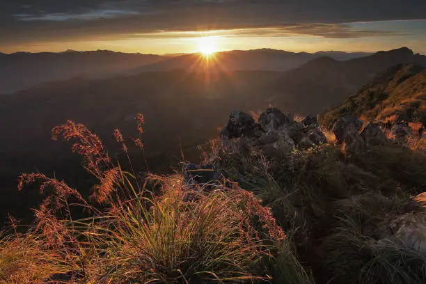 Photo of Beautiful scenery during time the sunset view from top of Doi Pha Phung at Nan province in Thailand is a very popular for photographers and tourists. Attractions and natural Concept