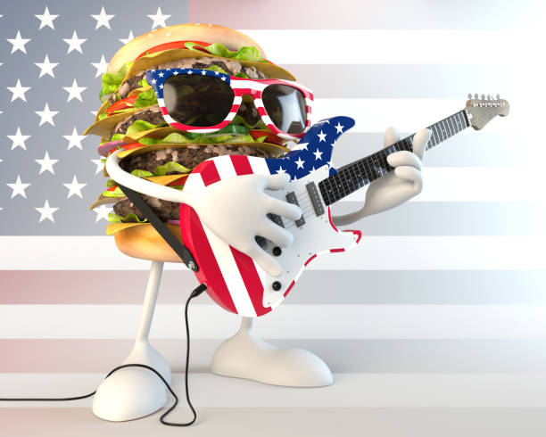 istock Rock n roll american hamburger character 1008268318