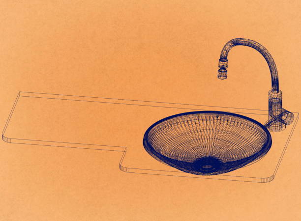 istock sink and faucet - Retro Architect Blueprint 1008277822
