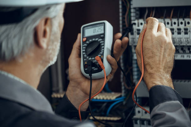 Electrician Portrait of electrician at work multimeter stock pictures, royalty-free photos & images