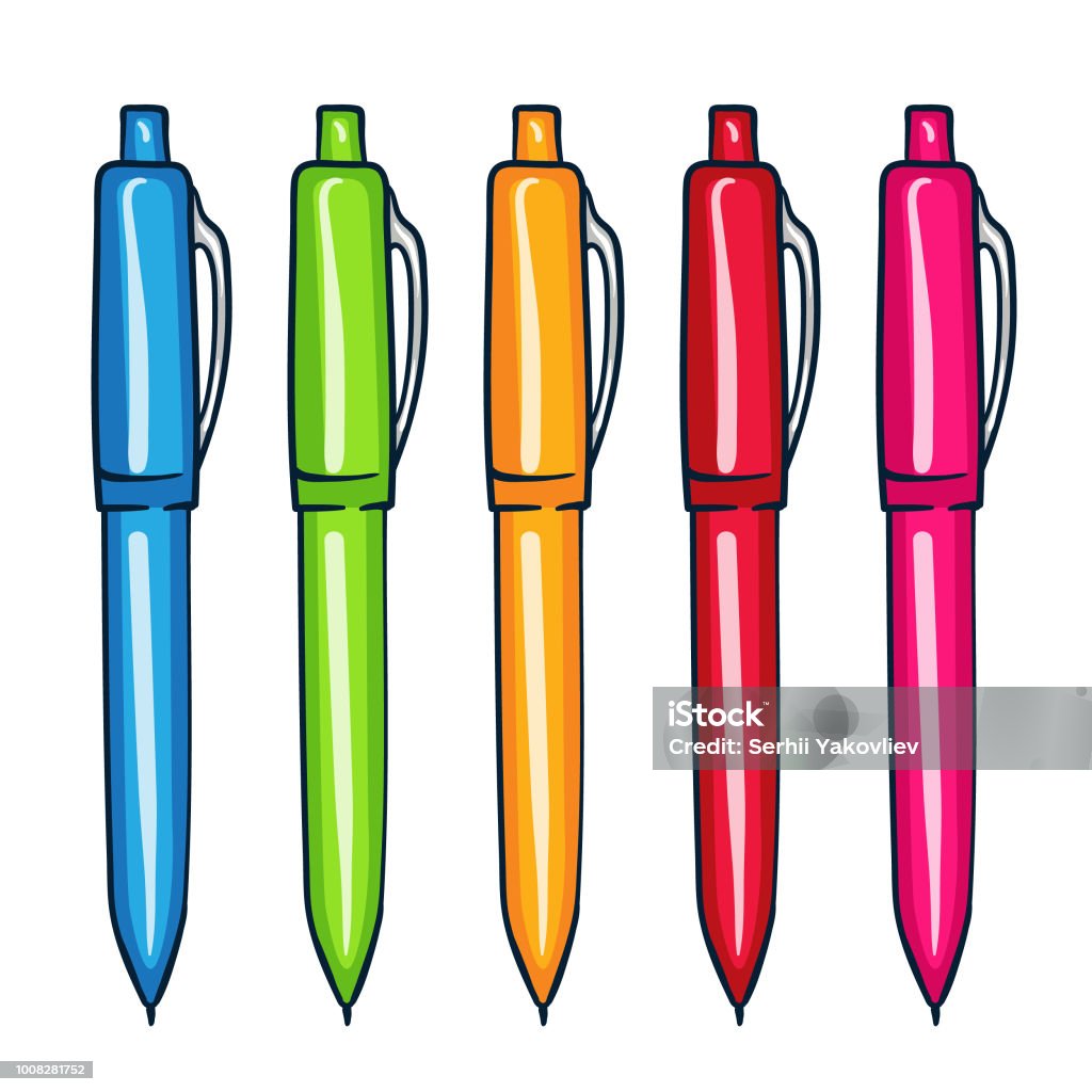 Colorful Pens Set Stock Illustration - Download Image Now - Art