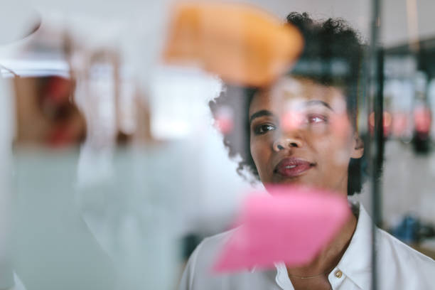istock Businesswoman during a brainstorming session 1008287882