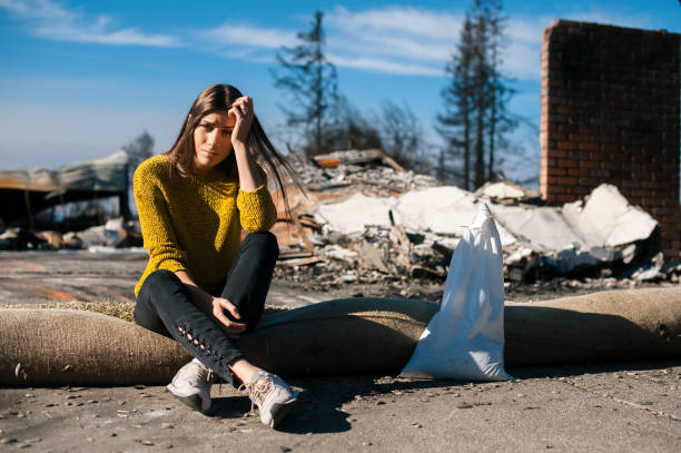 istock Ruins after fire disaster, loss and despair concept. 1008287988