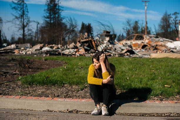 istock Ruins after fire disaster, loss and despair concept. 1008290144
