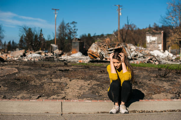 istock Ruins after fire disaster, loss and despair concept. 1008290338