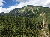 Hiking in the Tatra National Park Slovakia, Poland. Landscpes and panorama with mountain range.