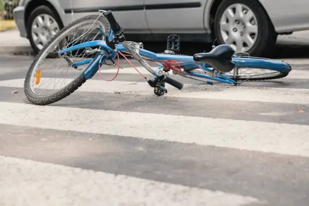 Photo of Blue bike on a pedestrian crossing after fatal incident with a car