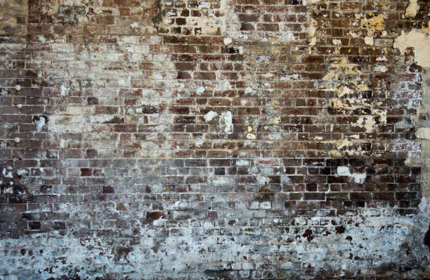 istock Brick stonewall old worn peeling paint background wallpaper 1008313228