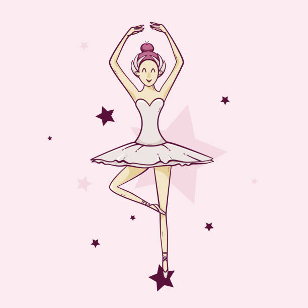 Ballerina vector illustration Ballerina vector illustration, cute pink design with stars sequence dress stock illustrations