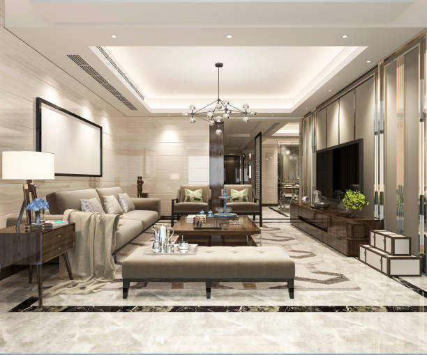 istock 3d rendering modern dining room and living room with luxury decor 1008324620