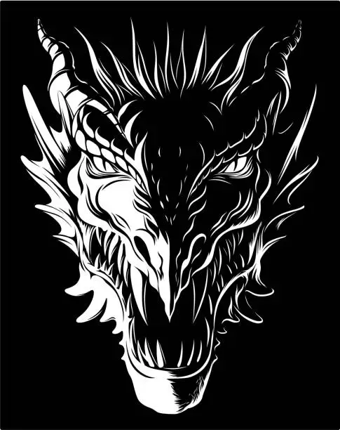 Vector illustration of Dragon in darkness