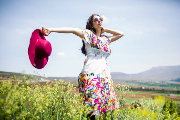 a young woman in the spring