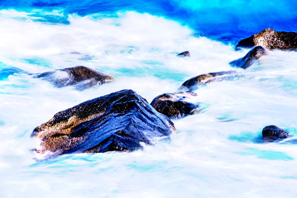 surf of the atlantic ocean in long time exposure