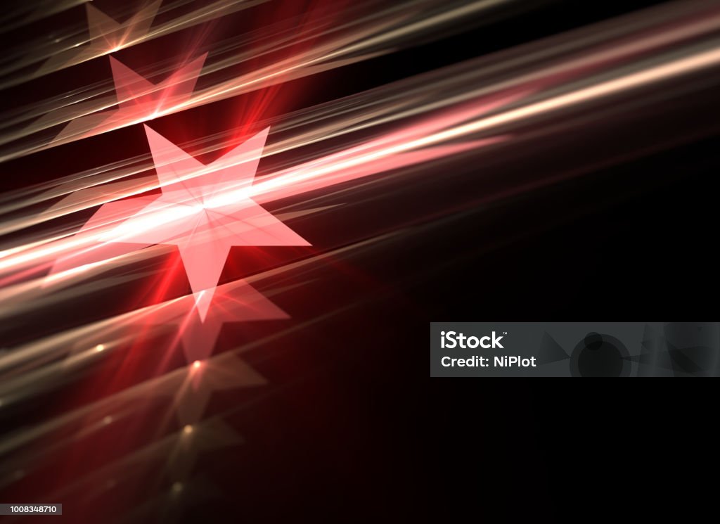 Abstract background of red stars and design shapes with depth of field 3d rendered image Award Stock Photo