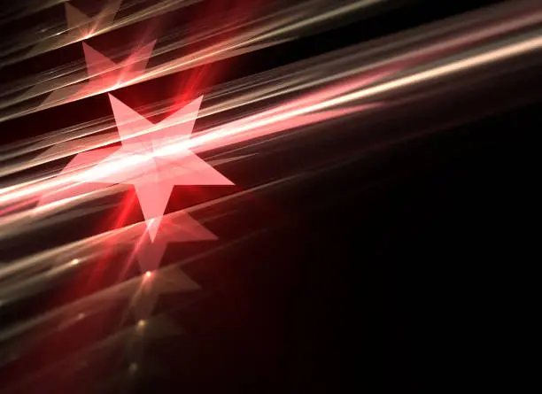 Photo of Abstract background of red stars and design shapes with depth of field