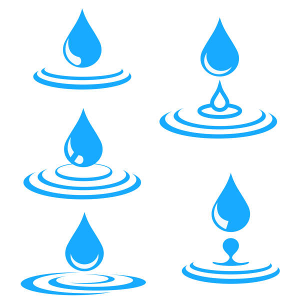 illustrations, cliparts, dessins animés et icônes de ensemble de goutte d’eau bleu et splash, illustration vectorielle - bouncing water drop liquid