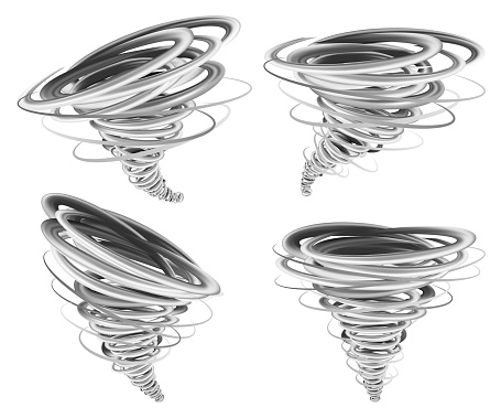 Hurricane storm tornado mockup set. Realistic illustration of 4 hurricane storm tornado mockups for web