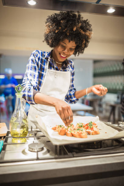 African American women on cooking class
