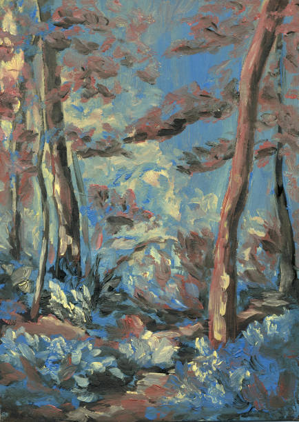 istock landscape with trees of red and blue color 1008363546
