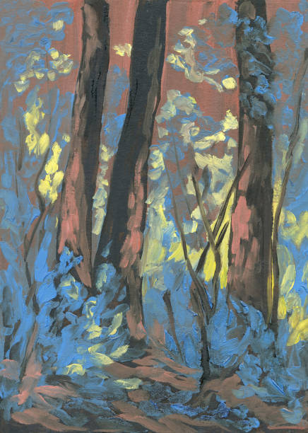 istock landscape with trees of red and blue color 1008363594