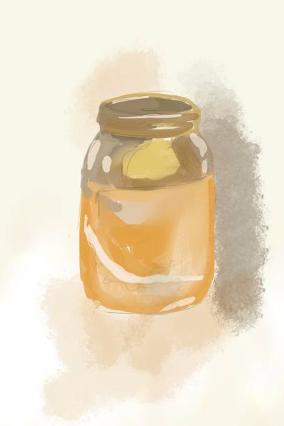 Kombucha watercolors Illustration of a kombucha pot watercolor effect. Original work by Sonia Caron. kombucha jar stock illustrations