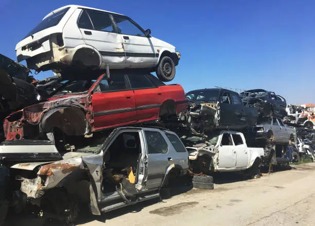 Photo of Old damaged cars on the junkyard waiting for recycling