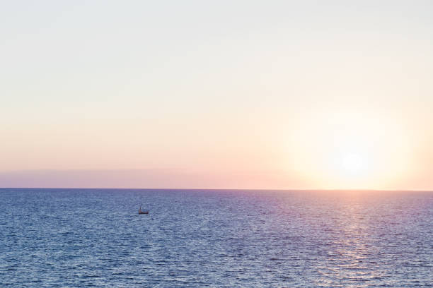 Aerial view of sunrise over calm bay, Puerta Vallarta