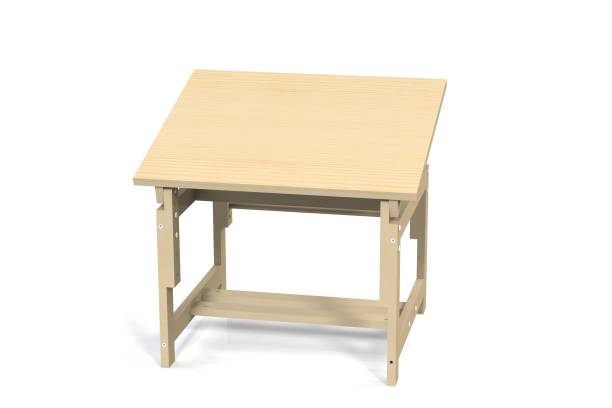 istock Children's small wooden table on a white background. Isolate. Render 3d model kid desk. 1008393098