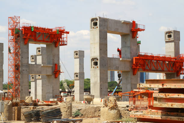 BANGKOK , THAILAND - June 7, 2015 : MRT Center Line Sky Train Construction site, preparing to construct the platform for the sky train near Bang Sue Train station , Bangkok, Thailand.