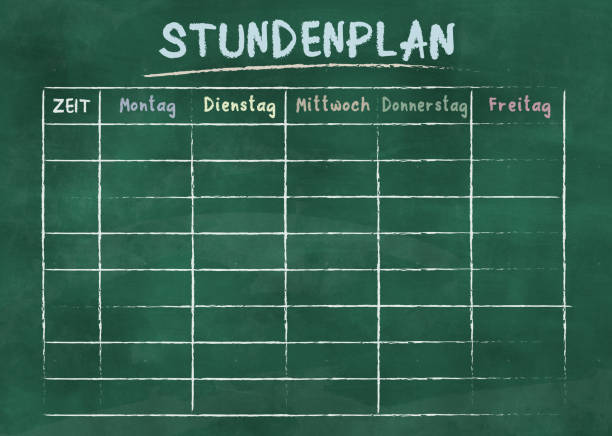 istock STUNDENPLAN, German for school timetable or class schedule, on green chalkboard 1008436234