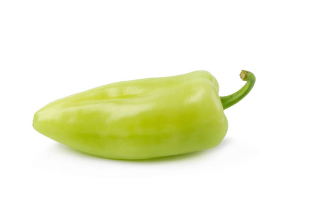 istock Green hot chili peppers isolated on white background 1008437100