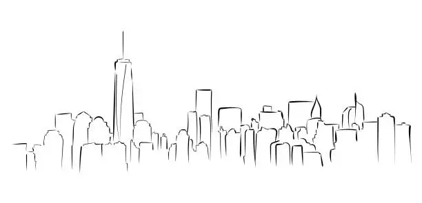 Vector illustration of New York panorama. Hand drawned vector illustration