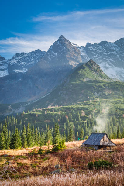 Small hut in the Tatra Mountain valley in Poland