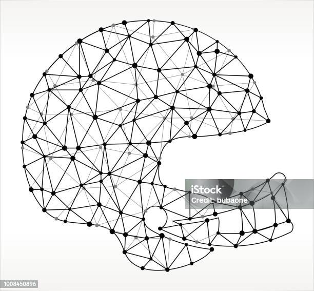 Football Helmet Triangle Node Black And White Pattern Stock Illustration - Download Image Now