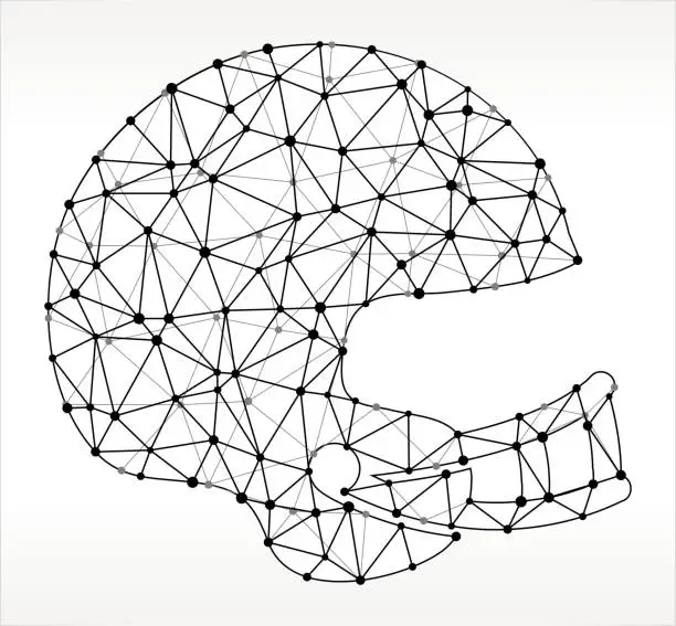 Vector illustration of Football Helmet  Triangle Node Black and White Pattern