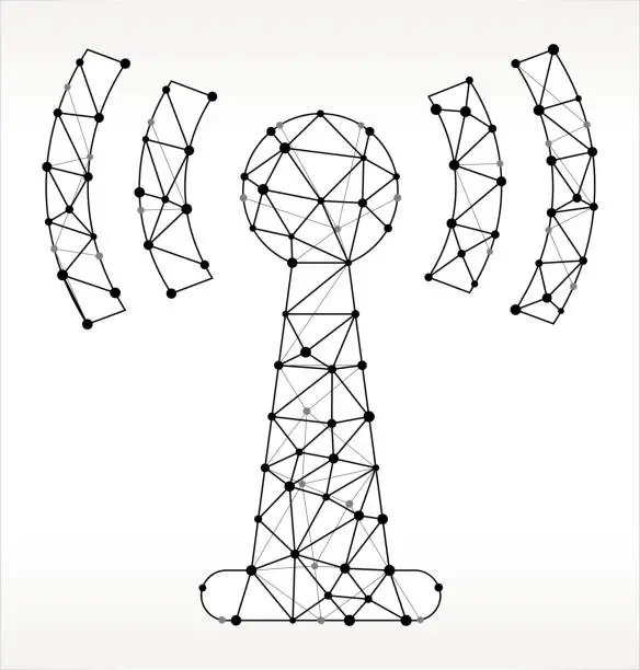 Vector illustration of Antenna Connection  Triangle Node Black and White Pattern