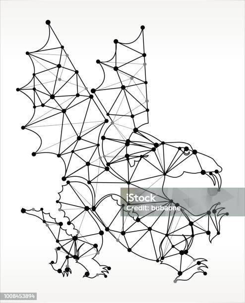 Ilustración de Blanco Y Negro Dragón Nodo De Triángulo y más Vectores Libres de Derechos de Dragón - Dragón, Ala de animal, Blanco y negro