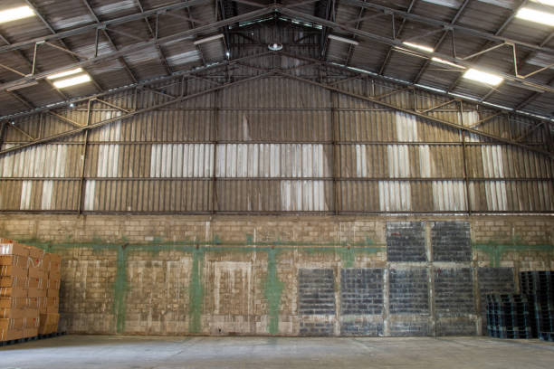 istock Old warehouses with pallets and some storage. 1008454082