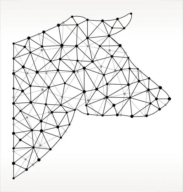 Vector illustration of Cow's Head  Triangle Node Black and White Pattern