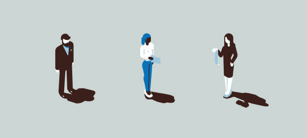 Diverse isometric vector people Diverse isometric business people. One guy wearing a suit and two women. doorman stock illustrations