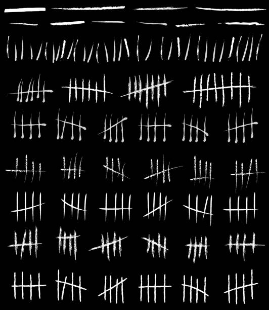 Creative vector illustration of counting waiting tally number marks isolated on background. Crossed out line art design. Abstract concept graphic element Creative vector illustration of counting waiting tally number marks isolated on background. Crossed out line art design. Abstract concept graphic element. prison meal stock illustrations