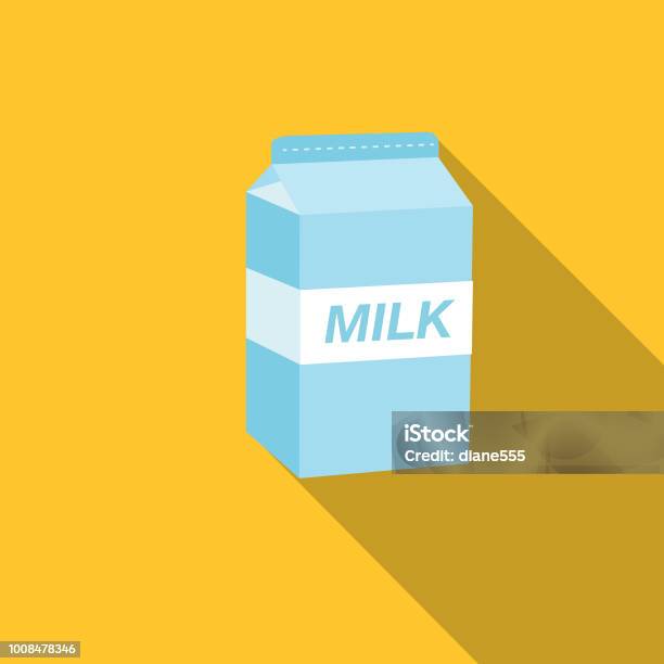 Cute Breakfast Food Icons Carton Of Milk Stock Illustration - Download Image Now - Milk, Milk Carton, Illustration