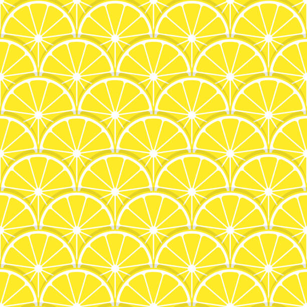 Lemon slice seamless pattern vector art illustration