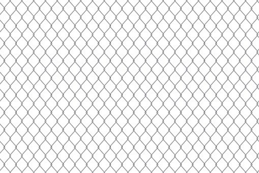 Creative vector illustration of chain link fence wire mesh steel metal isolated on transparent background. Art design gate made. Prison barrier, secured property. Abstract concept graphic element.